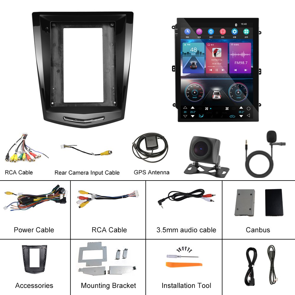 Podofo 9.7" Android Car Stereo Car Radio For Cadillac ATS/XTS/SRX/CTS 2013 With Carplay Android Auto GPS Wifi Hifi FM RDS OEM