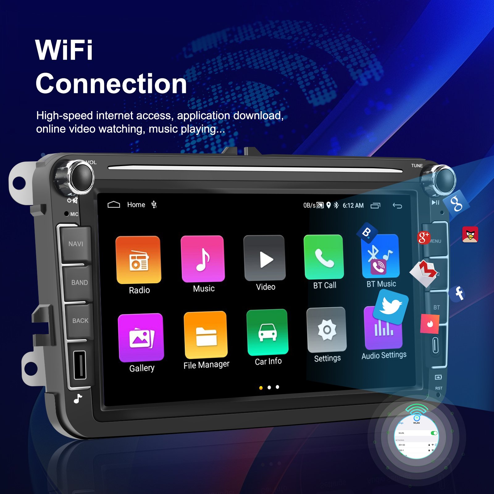 Podofo Android Car Radio 8" 1+32G Autoradio Head Unit GPS WIFI BT FM for Volkswagen/VW/PASSAT/POLO/GOLF 5 6/TOURAN/Skoda/Seat