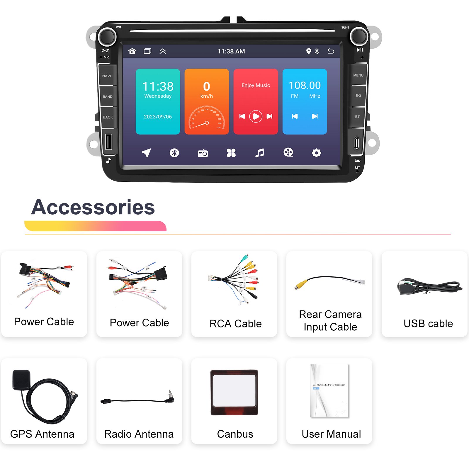 Podofo Android Car Radio 8" 1+32G Autoradio Head Unit GPS WIFI BT FM for Volkswagen/VW/PASSAT/POLO/GOLF 5 6/TOURAN/Skoda/Seat