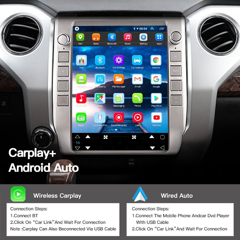 For Toyota Tundra 2015-2020 Car Radio Player GPS Navigation Video Multimedia Android 13 Auto Carplay With Touch Screen Stereo BT