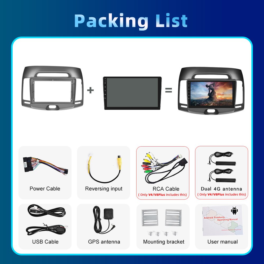 Podofo 9inch Android 13 1+32G/2+64G Car Radio Stereo Carplay Android Auto For Hyundai Elantra 2007-2010 HiFi WIFI GPS BT