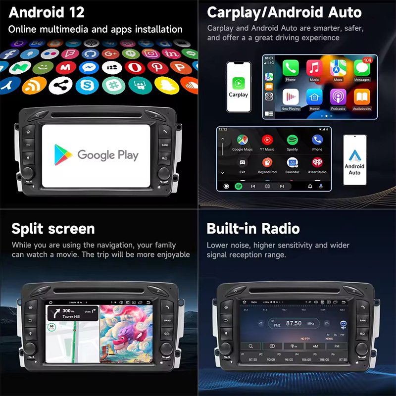 7 inch Android Car multimedia radio 8 core for Mercedes Benz W203 1998-2007 IPS screen DSP 4g lte Car DVD Player