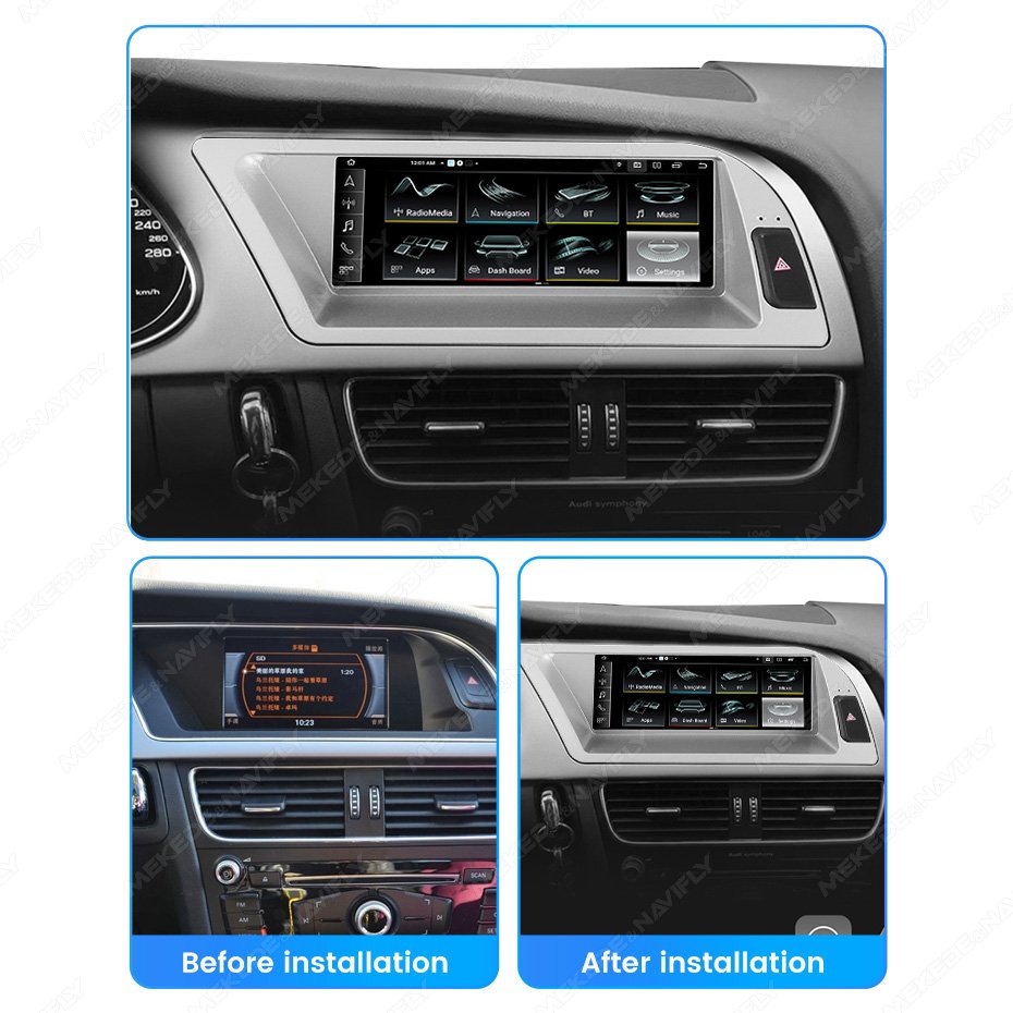 MEKEDE MNX android car radio GPS navigation touch screen 6 128G For Audi A4 2009-2012 1920*720 360 panoramic camera