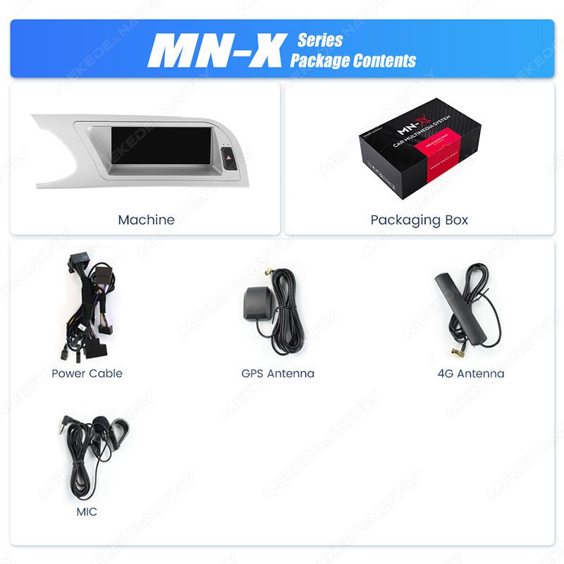 MEKEDE MNX android car radio GPS navigation touch screen 6 128G For Audi A4 2009-2012 1920*720 360 panoramic camera