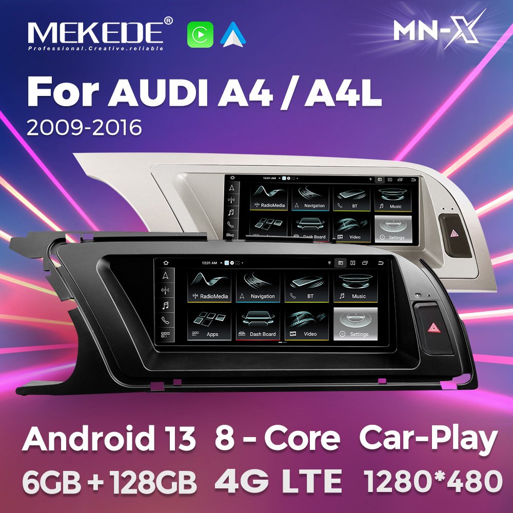 MEKEDE MNX android car radio GPS navigation touch screen 6 128G For Audi A4 2009-2012 1920*720 360 panoramic camera