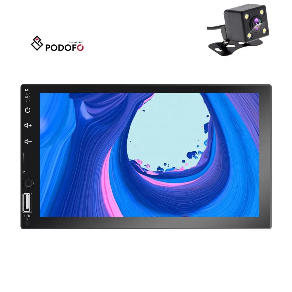Podofo 2Din Autoradio 7'' Car Stereo Touch Screen Radio Autoestereo with Carplay Voice Control BT USB FM + Camera