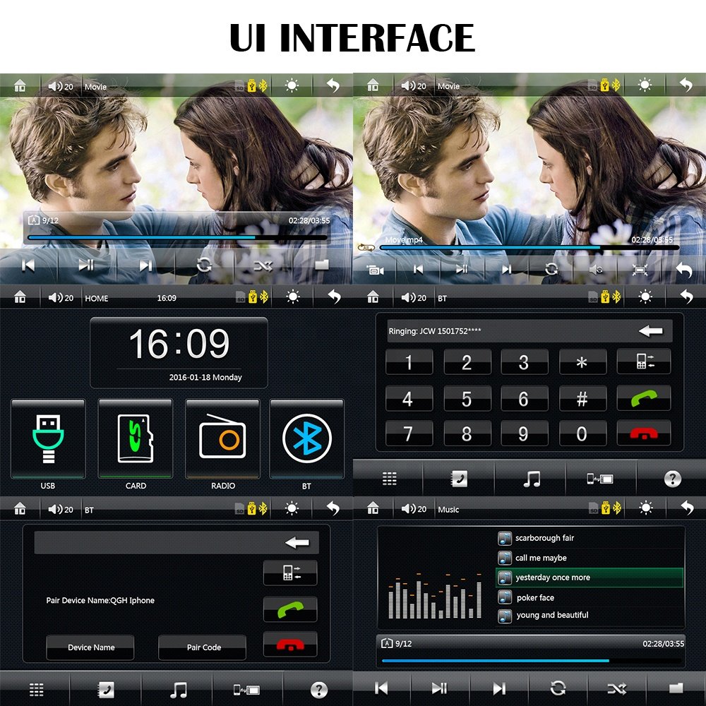 Podofo 2Din Autoradio 7'' Car Stereo Touch Screen Radio Autoestereo with Carplay Voice Control BT USB FM + Camera