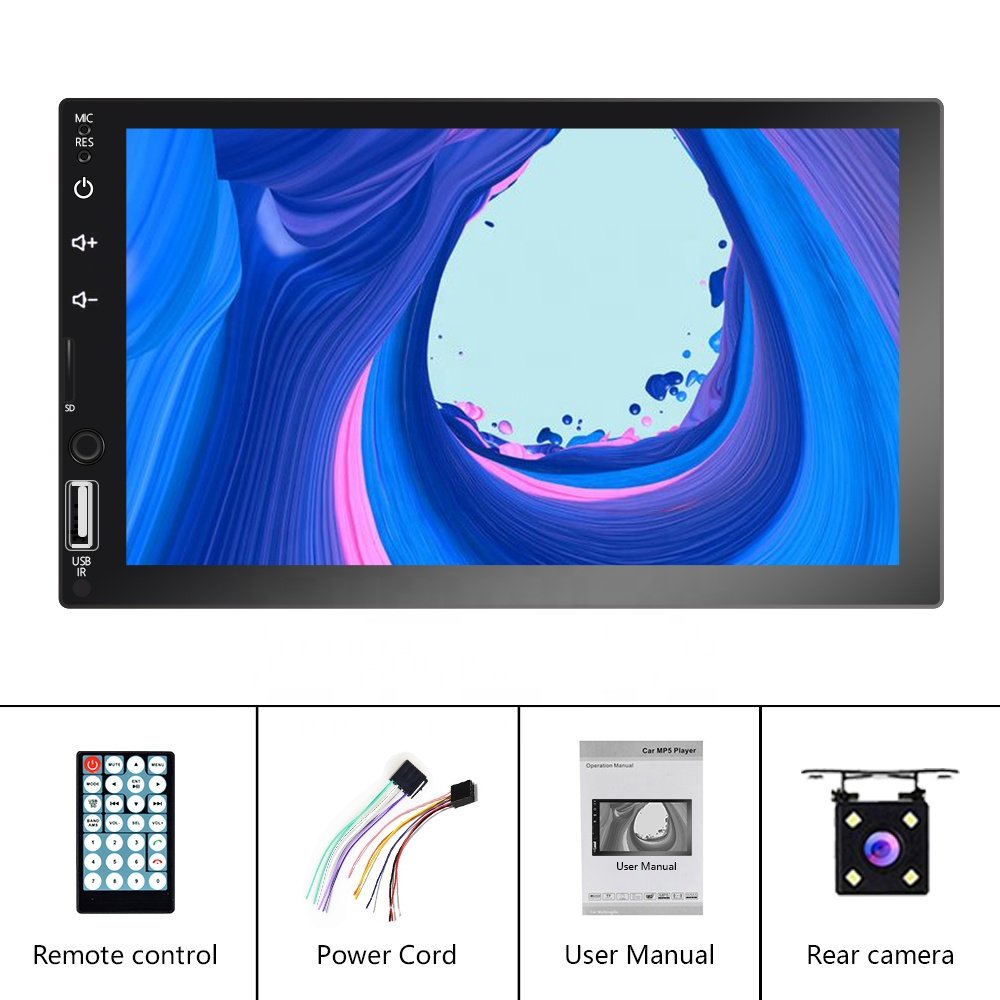 Podofo 2Din Autoradio 7'' Car Stereo Touch Screen Radio Autoestereo with Carplay Voice Control BT USB FM + Camera