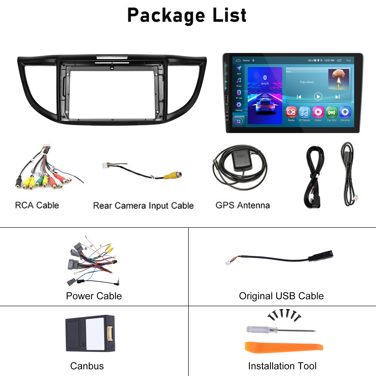 Podofo Android 2Din 9'' 2+32GB Car Stereo For Honda CRV 2015-2016 left-hand drive Carplay GPS WiFi FM RDS Hi-Fi BT