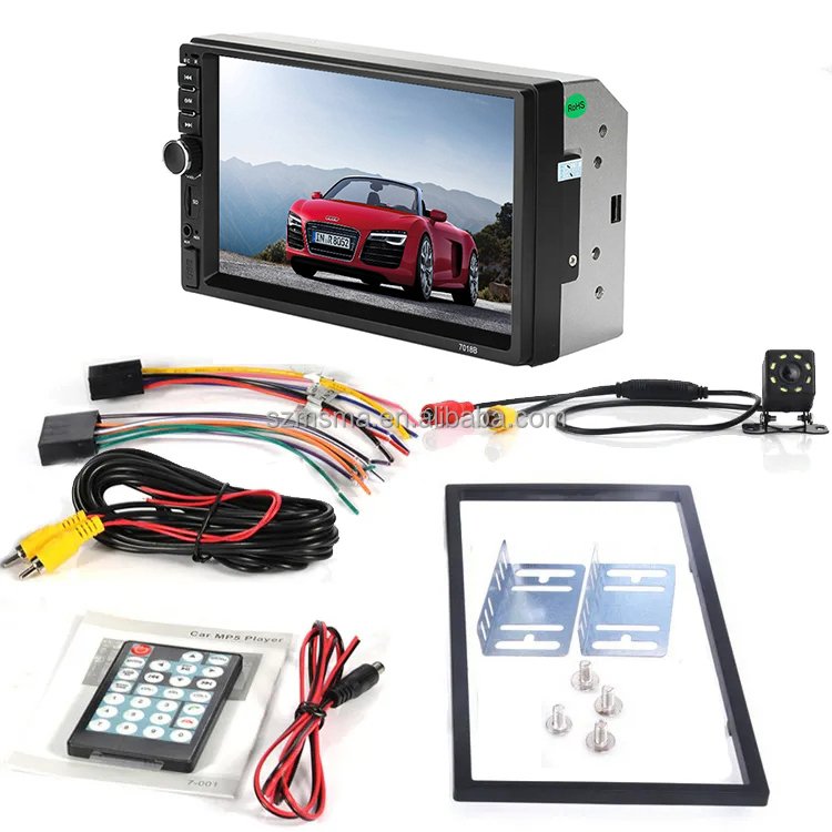 7018B 7inch 2din MP5 DVD Video Player Multimedia Universal Touch Screen Car Radio Stereo With 8-head LED light camera