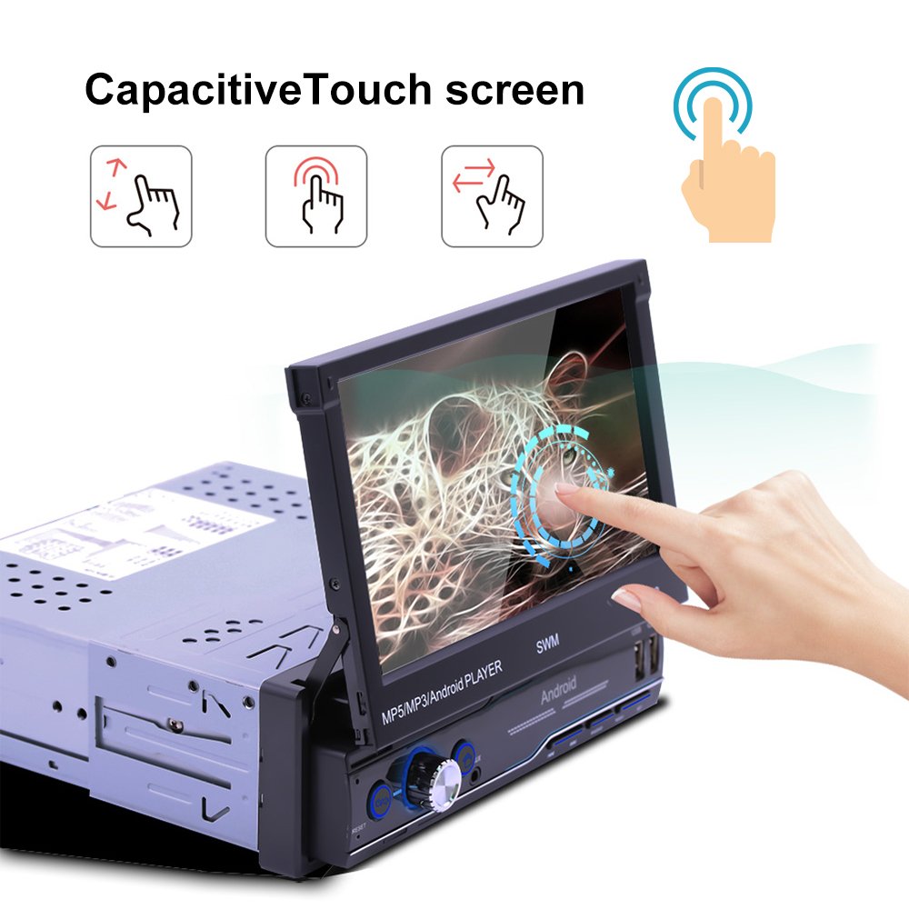 Podofo Android 13 2+64G 1 Din 7'' Car Multimedia Player Touch Screen GPS Navigation Wifi Auto BT Autoradio Car Radio