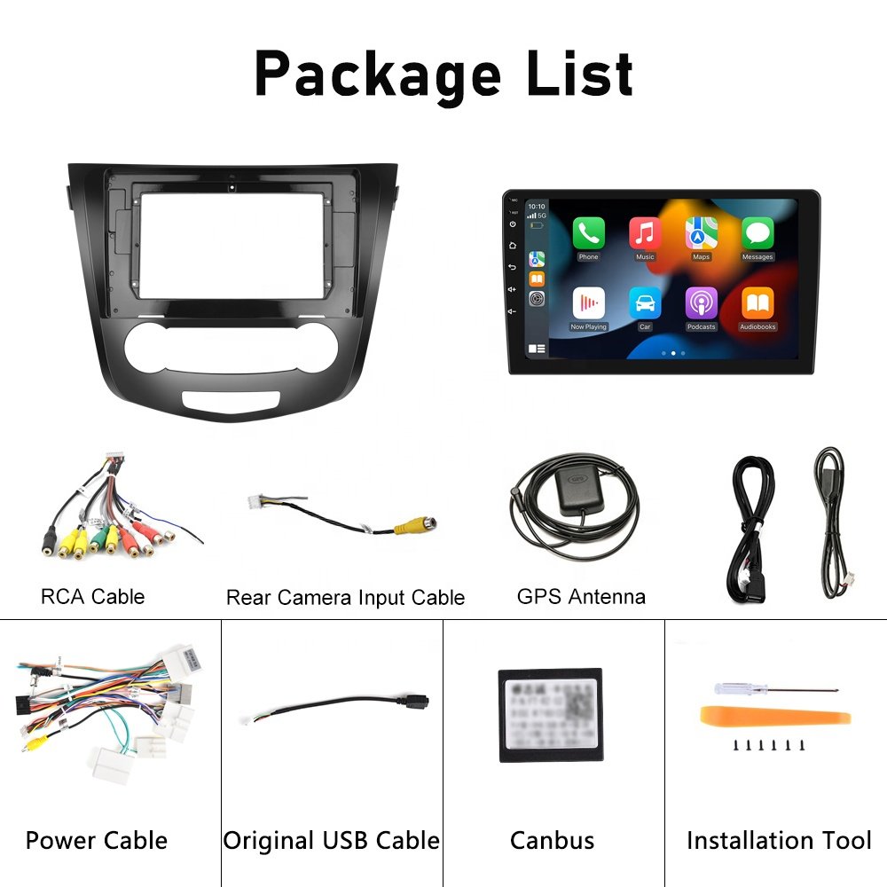 Podofo 10.1 Inch Double Din Android Car Radio Carplay Android Auto GPS RDS HIFI Support AHD Camera For Nissan Qashqai 2016