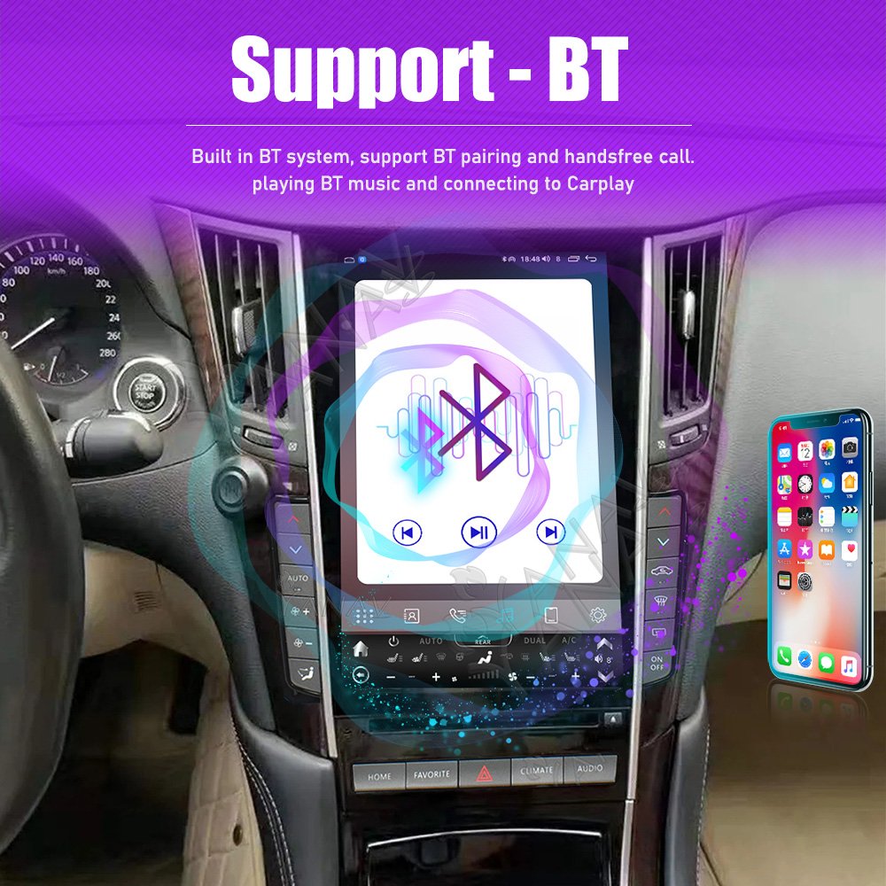 256GB Android Car Radio Auto Stereo Multimedia Player GPS Navigation IPS Screen Carplay For Infiniti Q50 Q50L Q60 2014-2020
