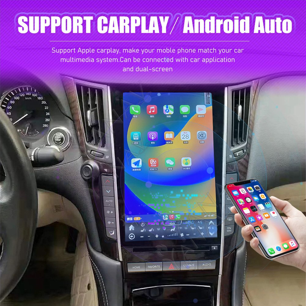 256GB Android Car Radio Auto Stereo Multimedia Player GPS Navigation IPS Screen Carplay For Infiniti Q50 Q50L Q60 2014-2020