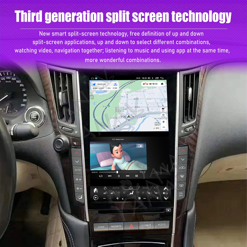 256GB Android Car Radio Auto Stereo Multimedia Player GPS Navigation IPS Screen Carplay For Infiniti Q50 Q50L Q60 2014-2020