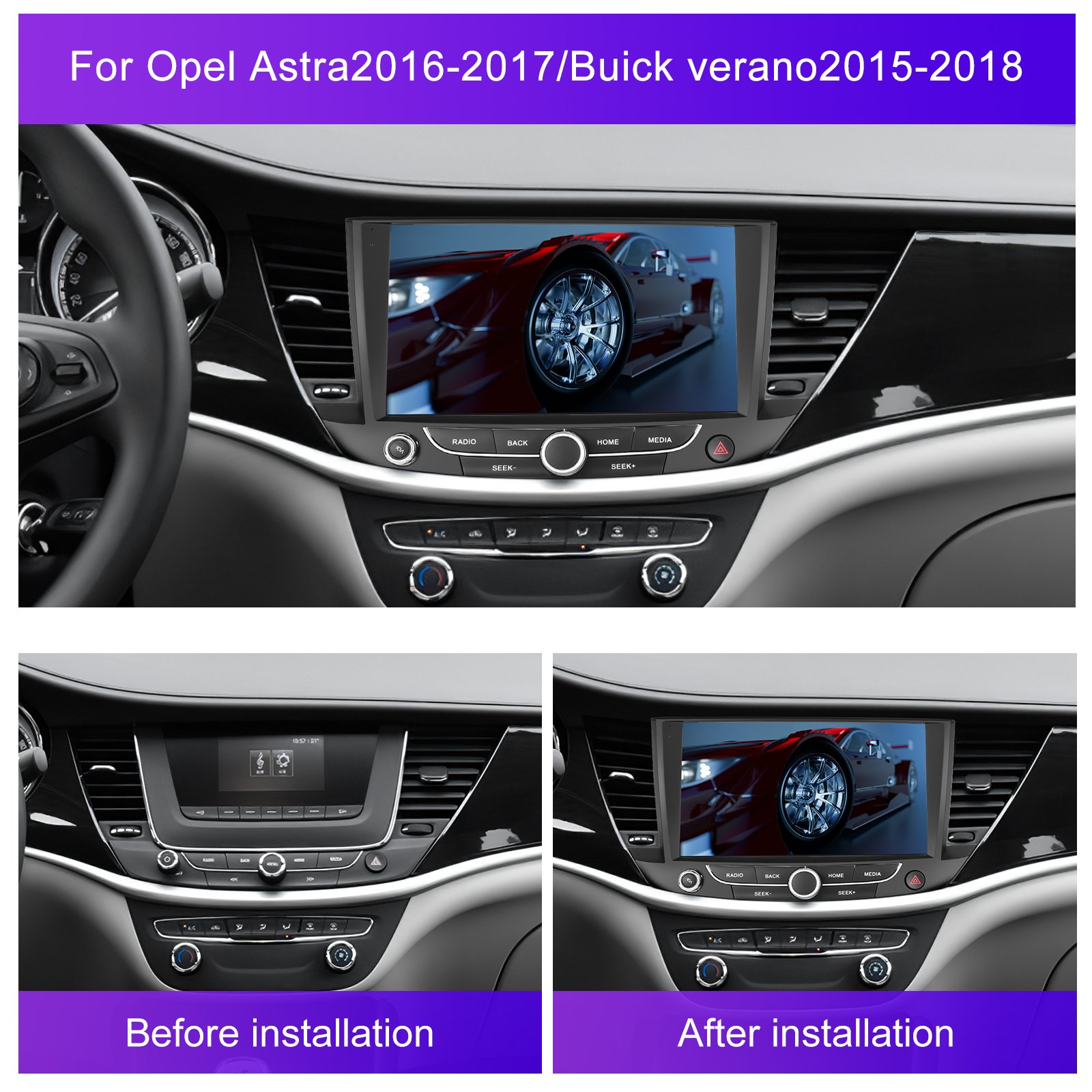 Podofo 9'' Android Car Radio Carplay Android Auto GPS Support AHD Camera For Ople Astra 2016-2017/Buick Verano 2015-2018