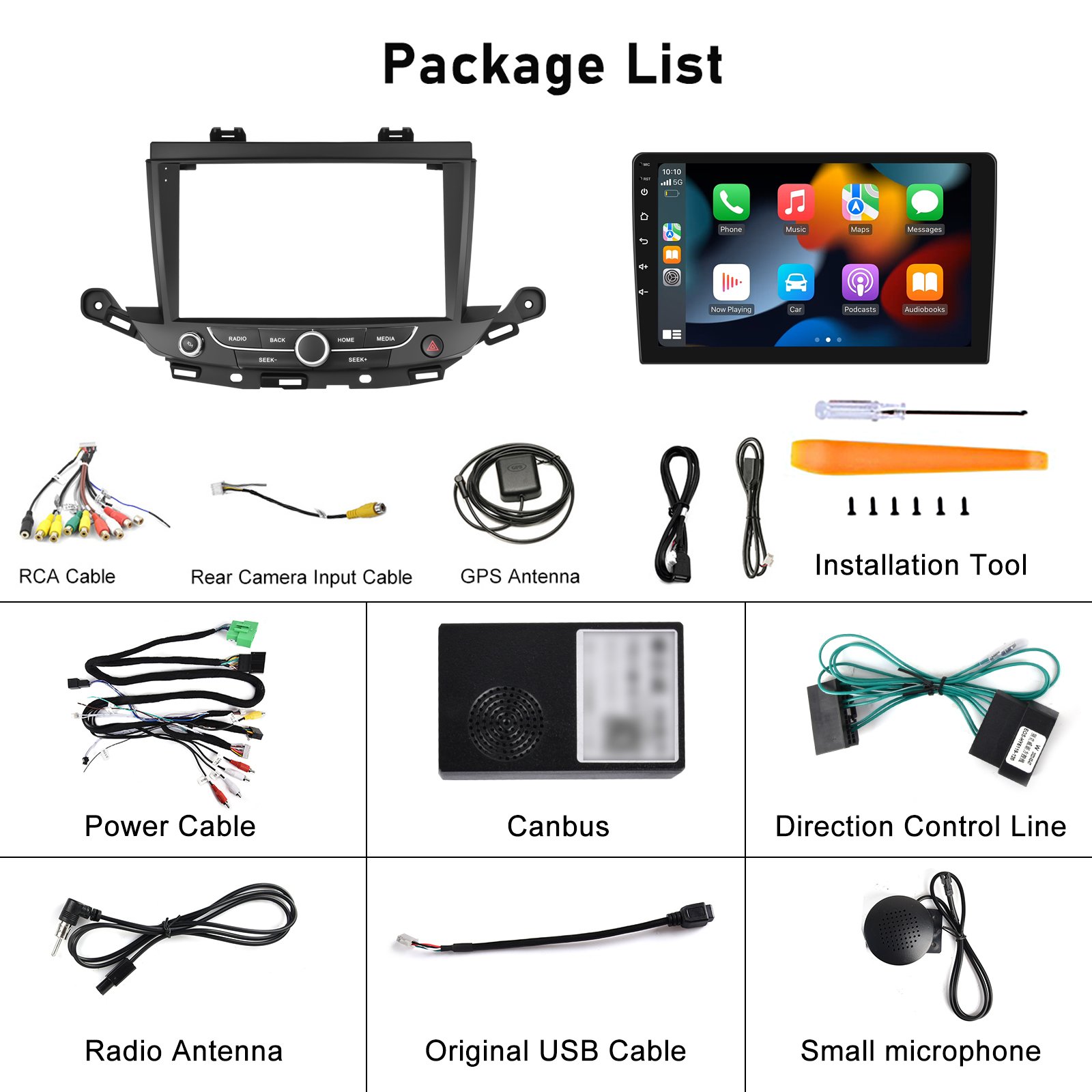 Podofo 9'' Android Car Radio Carplay Android Auto GPS Support AHD Camera For Ople Astra 2016-2017/Buick Verano 2015-2018