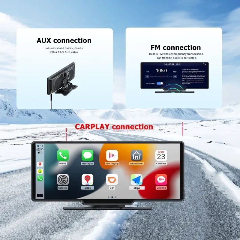 10.26 Inch Front 2K Full Touch Screen Wireless Android Auto Carplay Dashcam Car Navigation Car DVD Player Carplay Screen