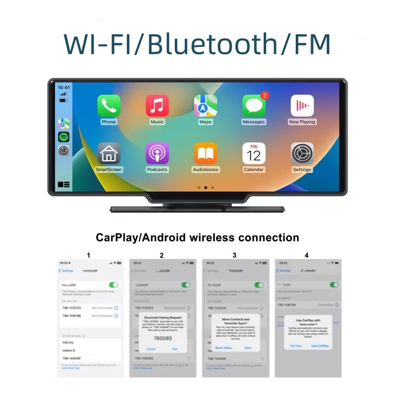 10.26 Inch Front 2K Full Touch Screen Wireless Android Auto Carplay Dashcam Car Navigation Car DVD Player Carplay Screen