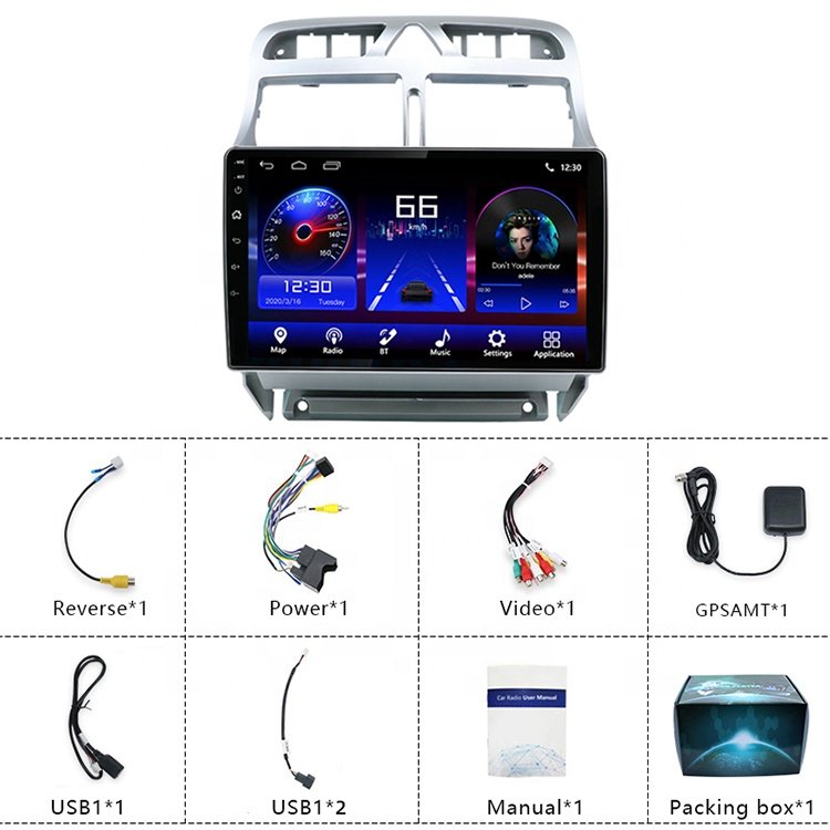 Android Autoradio Auto Video Audio Stereo 2 Din Car Dvd Player For Peugeot 307 CC With Gps car video Tv