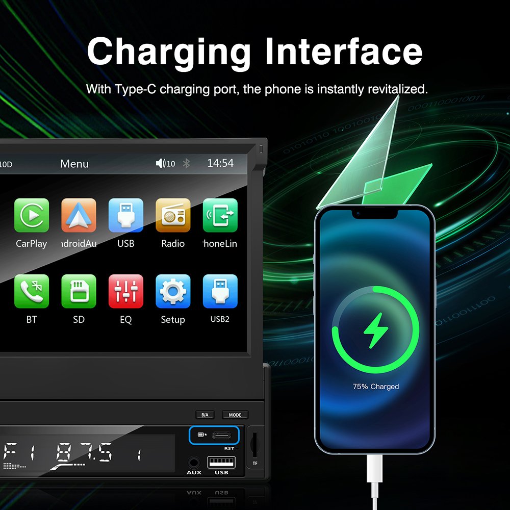 Hot selling auto electronics manual retractable 7 inch touch screen 1 din stereo mp5 mirror link dual usb car dvd player