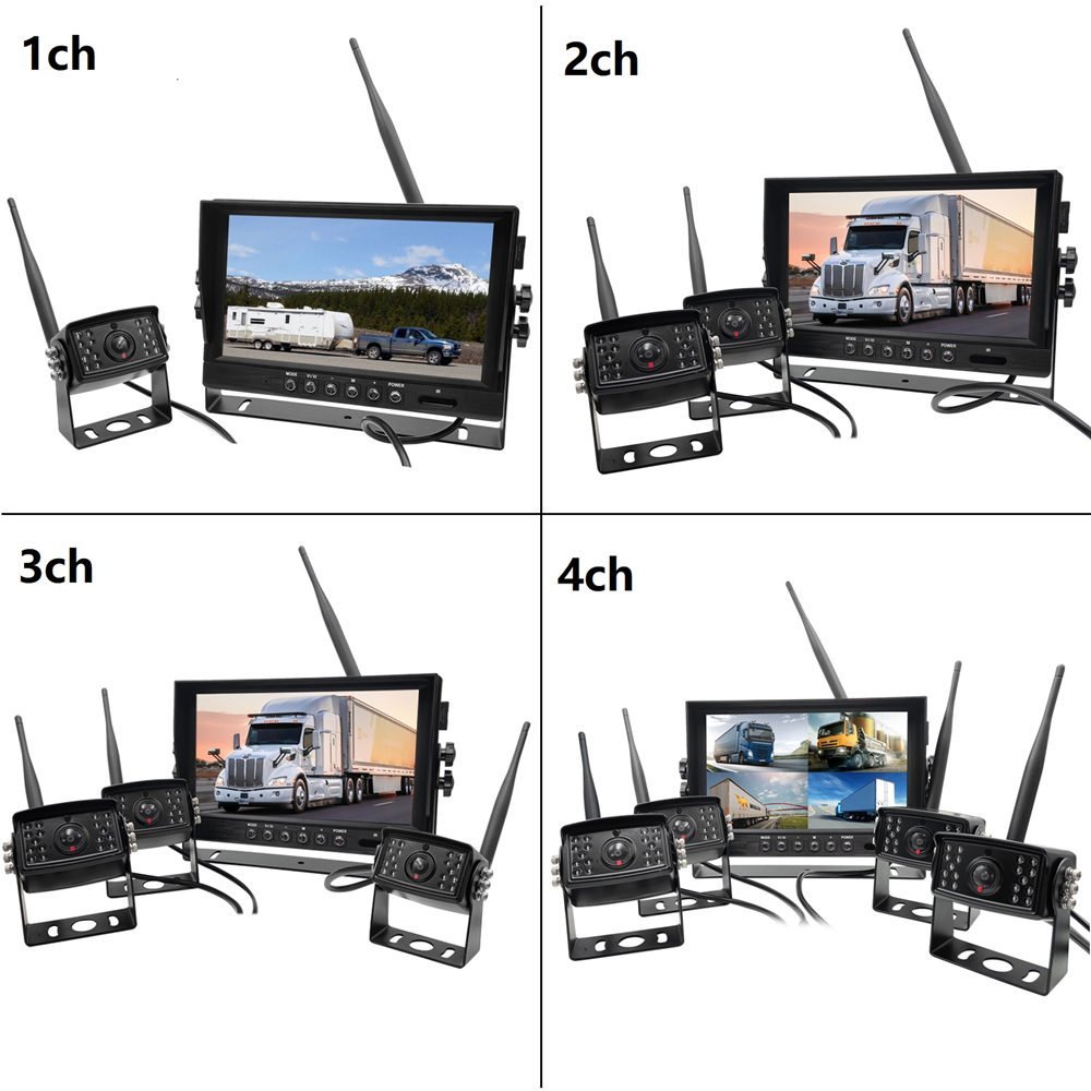 Best Aerial Wireless Wifi car Back Rearview Hd Night Vision Security Dvr 2 3 4 Channel Camera Lens System Kit 360 With Display