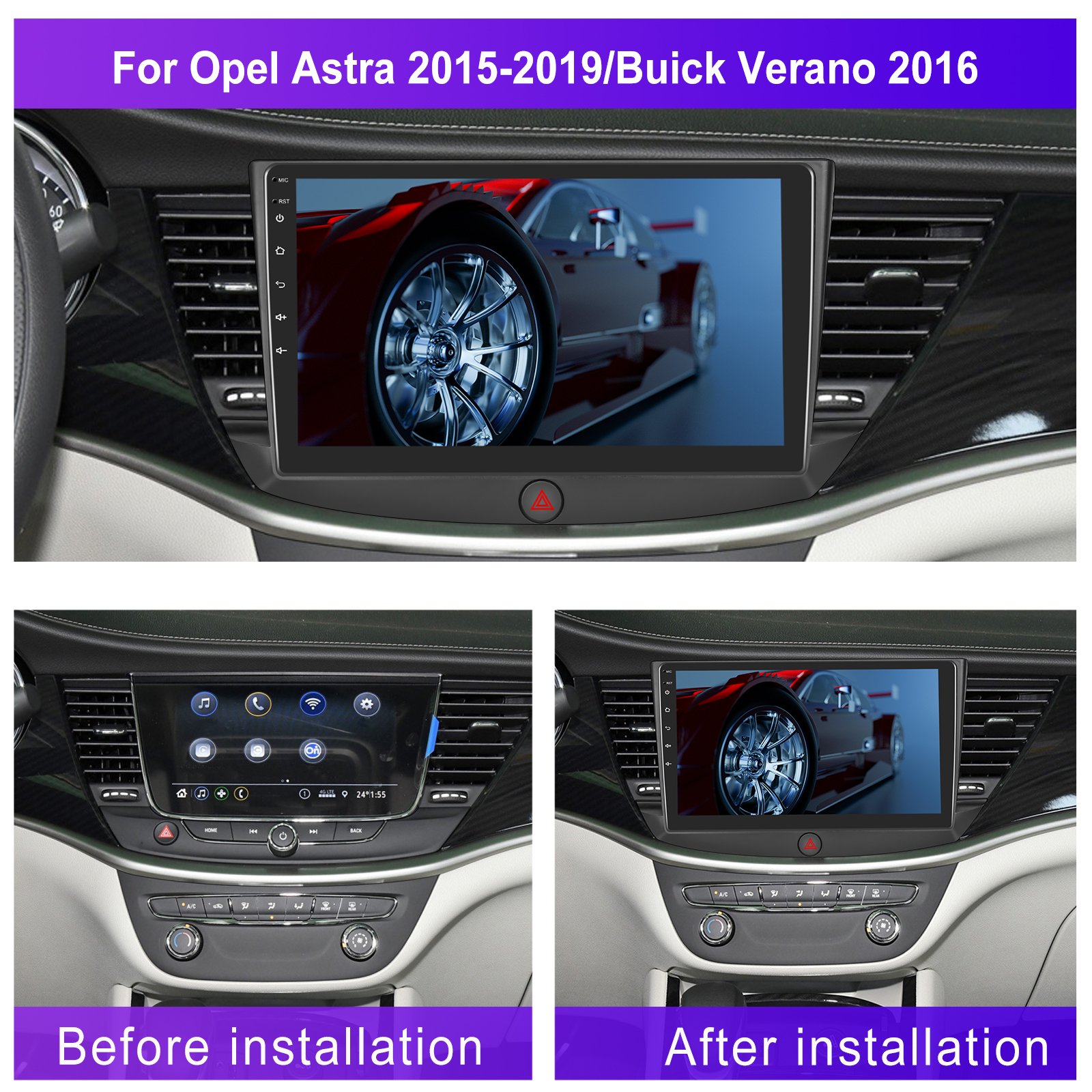 Podofo 9'' Car Radio Android 11 Carplay Android Auto GPS RDS HIFI with AHD Camera For Ople Astra 2015-2019/Buick Verano 2016