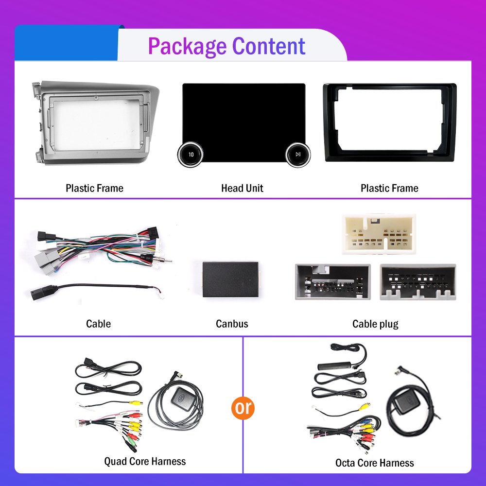 11.8Inch Car Radio For Honda Civic 2012-2015 LHD DIAMOND 2K QLED Screen 2Din Android Car Stereo Car DVD Player Carplay DSP