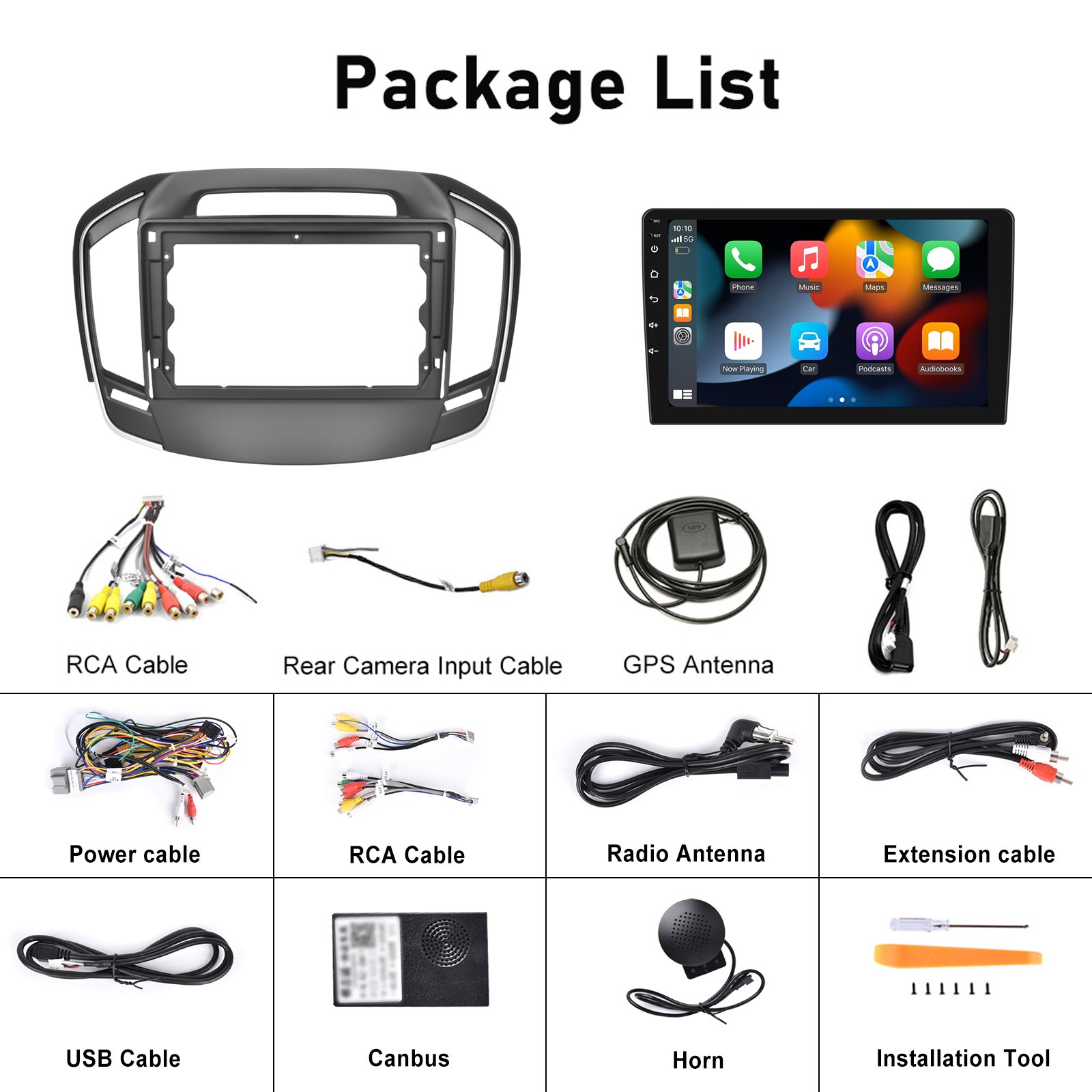 Podofo Double Din 9'' Android Car Radio Carplay Android Auto GPS Support AHD Camera For Buick Regal/ Opel Insignia 2014-2015