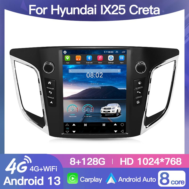 Android 13 Car Radio For Hyundai Creta IX25 2014-2018 Autoradio Tesla Style Screen Multimedia Player Navigation Carplay BT Wifi