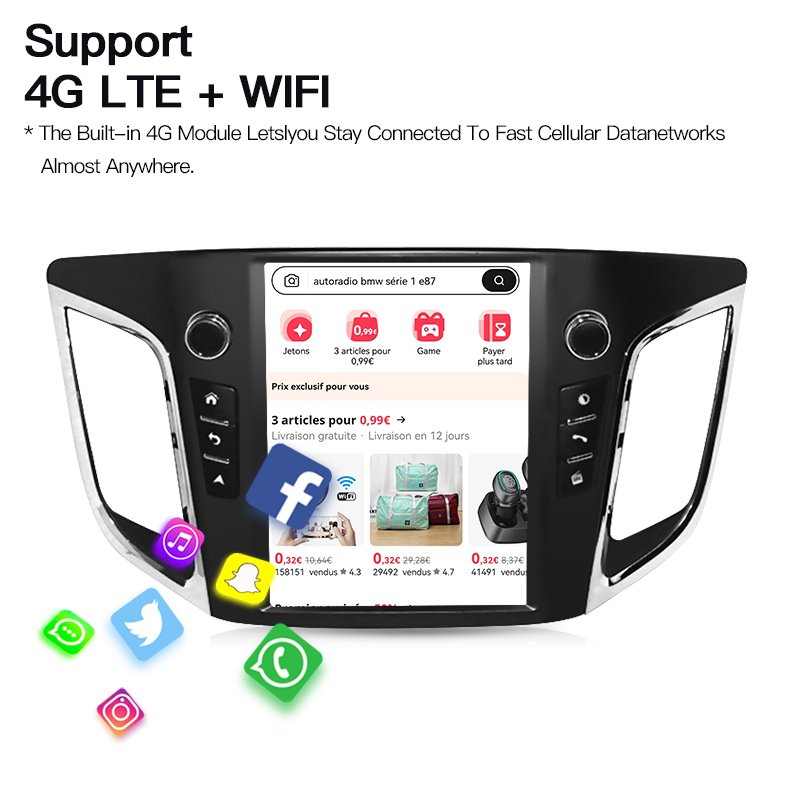 Android 13 Car Radio For Hyundai Creta IX25 2014-2018 Autoradio Tesla Style Screen Multimedia Player Navigation Carplay BT Wifi