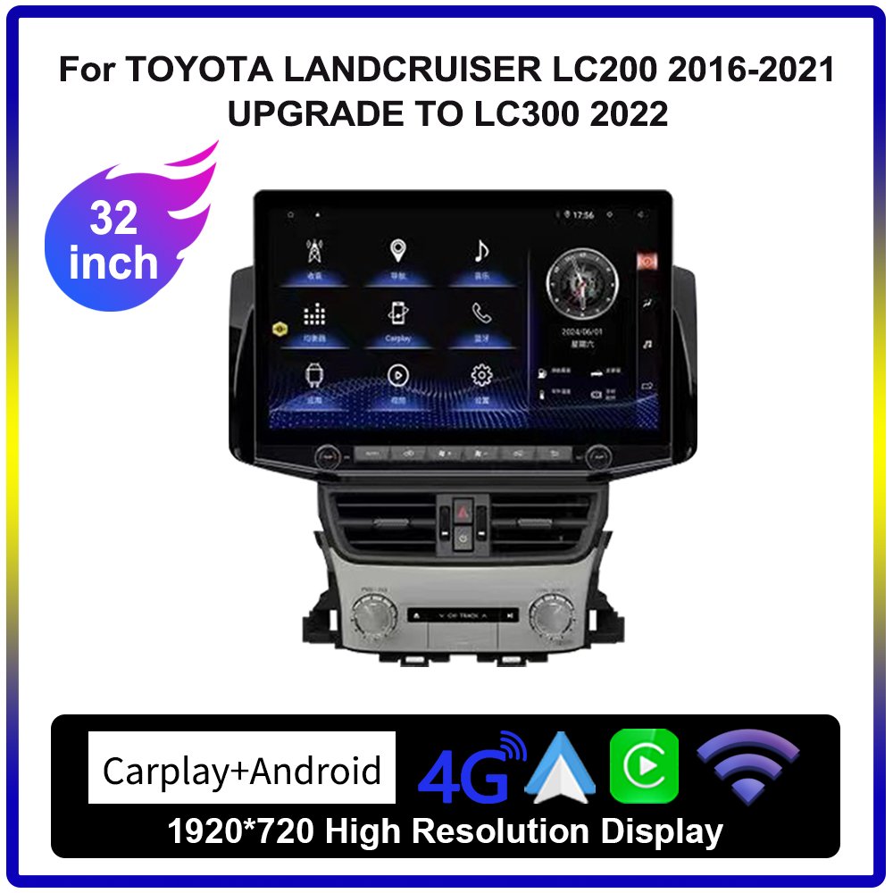 Krando New 32" car navigation android head unit for TOYOTA LANDCRUISER LC200 2016-2021UPGRADE TO LC300 2022 car dvd player GPS