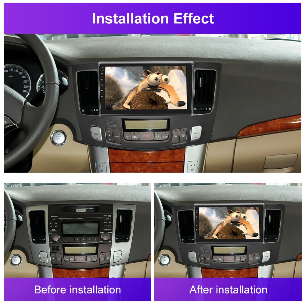 Podofo Android Radio Car Double Din 9'' Autoradio For Hyundai SONATA NFC 2009 Carplay Android Auto BT GPS WiFi Car Stereo