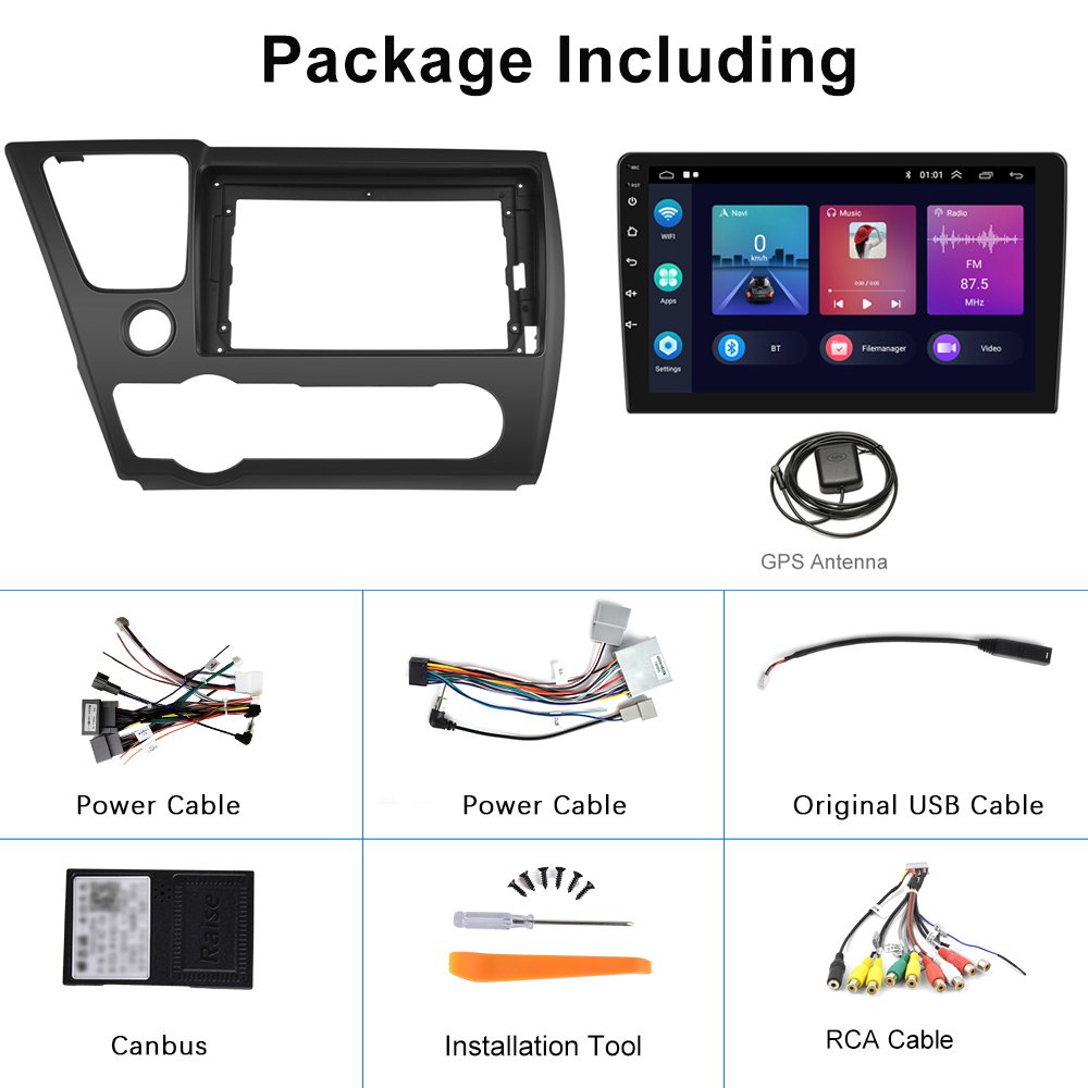 Podofo 9 Inch Android Car Stereo Car Radio For Honda Civic 2013-2017 (US Version) Carplay Android Auto GPS Wifi Hifi FM RDS