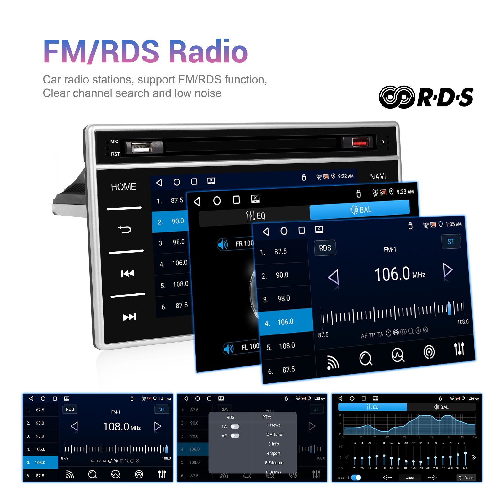 Podofo 1 Din 4+64G Android Car Stereo 7" Wireless Carplay/Android Auto For Toyota Navigator/Hilux 2015-2019 GPS/DSP/Wifi/AM/RDS
