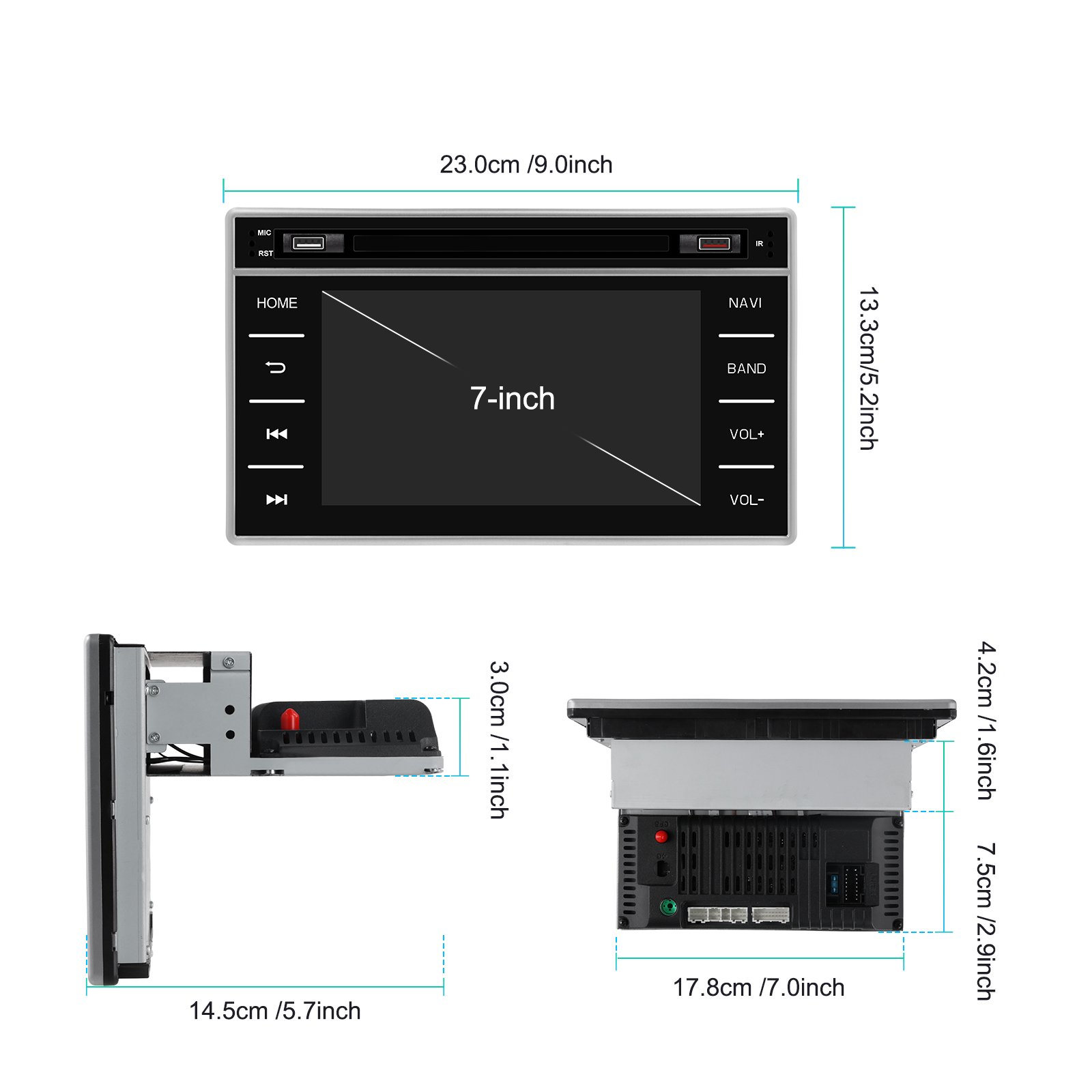 Podofo 1 Din 4+64G Android Car Stereo 7" Wireless Carplay/Android Auto For Toyota Navigator/Hilux 2015-2019 GPS/DSP/Wifi/AM/RDS