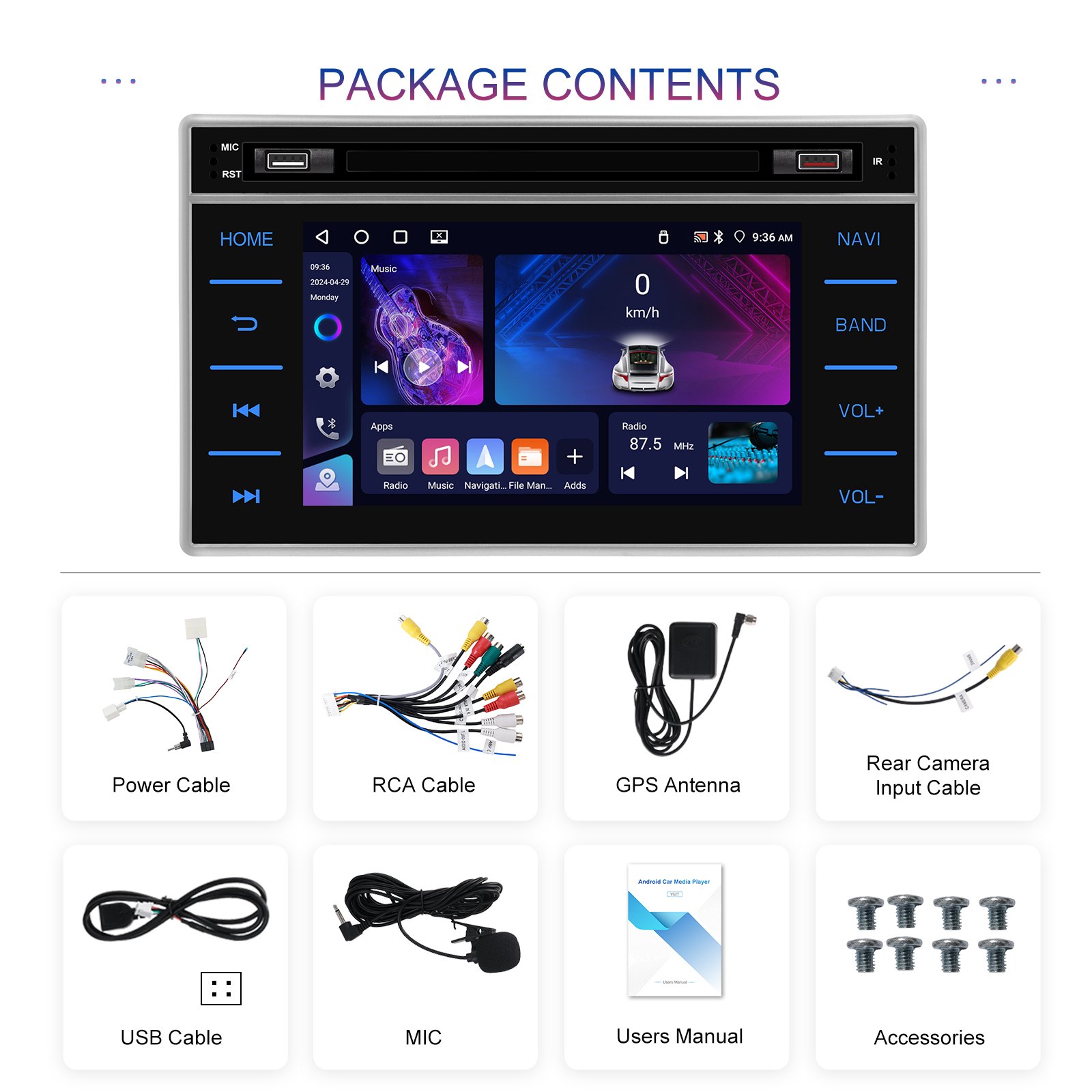 Podofo 1 Din 4+64G Android Car Stereo 7" Wireless Carplay/Android Auto For Toyota Navigator/Hilux 2015-2019 GPS/DSP/Wifi/AM/RDS