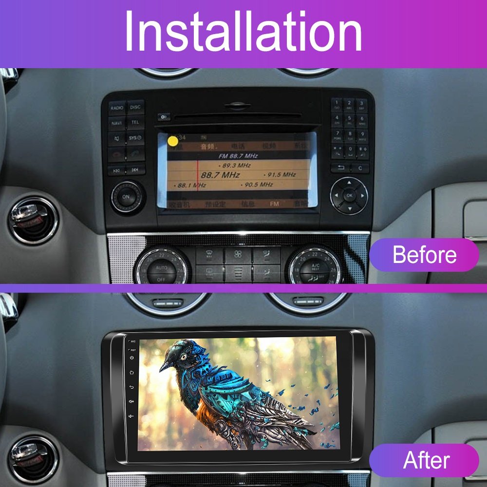 Podofo 9" Double Din Car Stereo Radio Carplay Android Auto For Mercedes-Benz ML series 2005-2011 GPS Wifi Hifi FM RDS ADH Cam