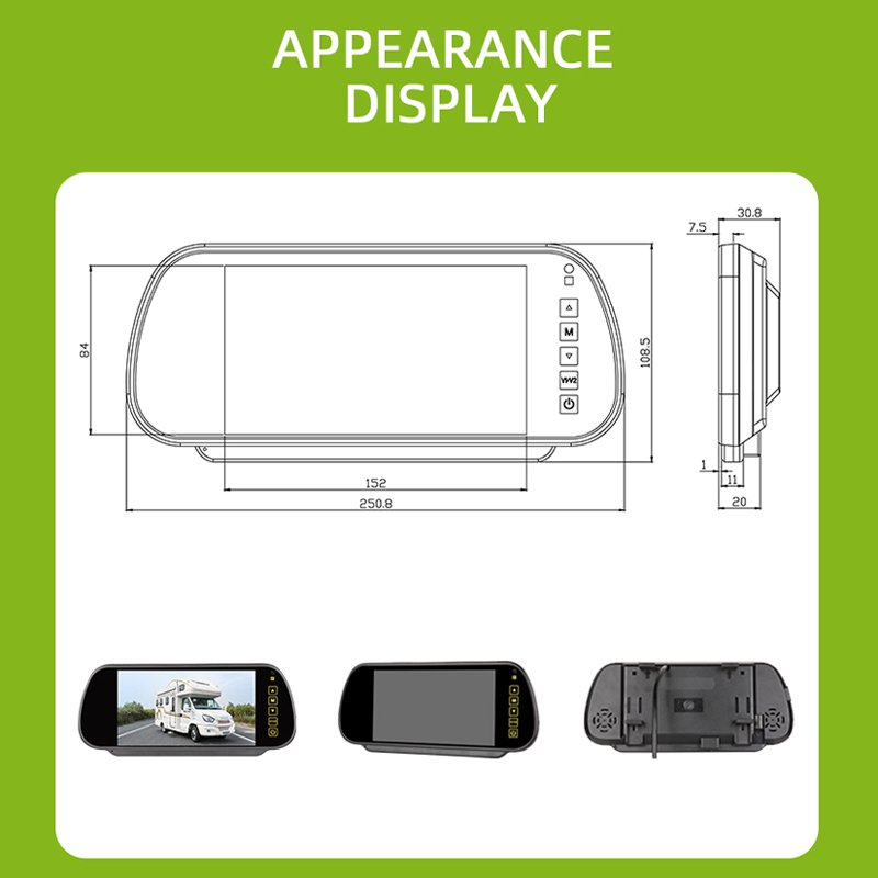 7" Inch Car Monitor Reverse Camera AHD Monitor For Cars With Display