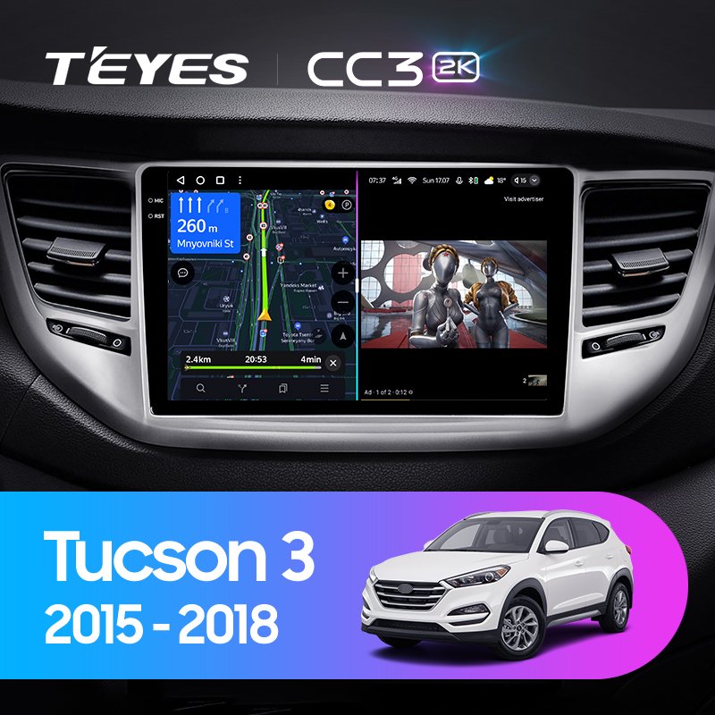 TEYES CC3 2K For Hyundai Tucson 3 2015 - 2018 Car Radio Multimedia Video Player Navigation stereo GPS Android 10 No 2din 2 din d