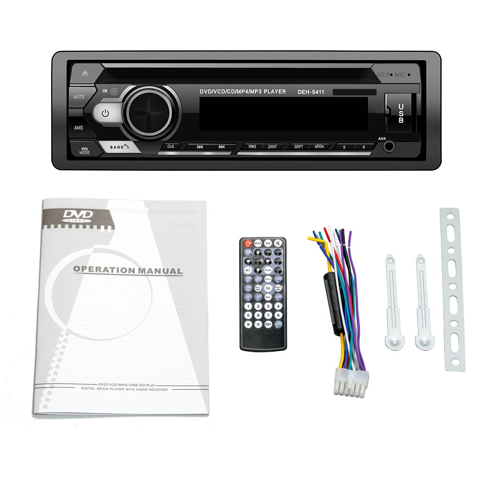 Cheap and easy-to-use 12V car player 1DIN car DVD player DVD disc play USB/TF/FM radio player hands-free S411