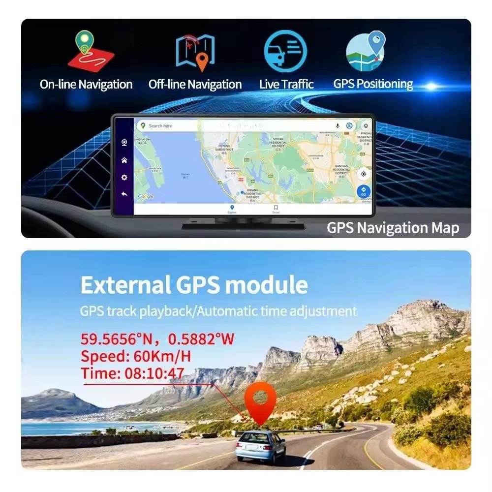 4G GPS navigation wireless carplay screen 10 inch portable car monitor DVR dashcam car screen Android 10 WIFI BT car dvd player