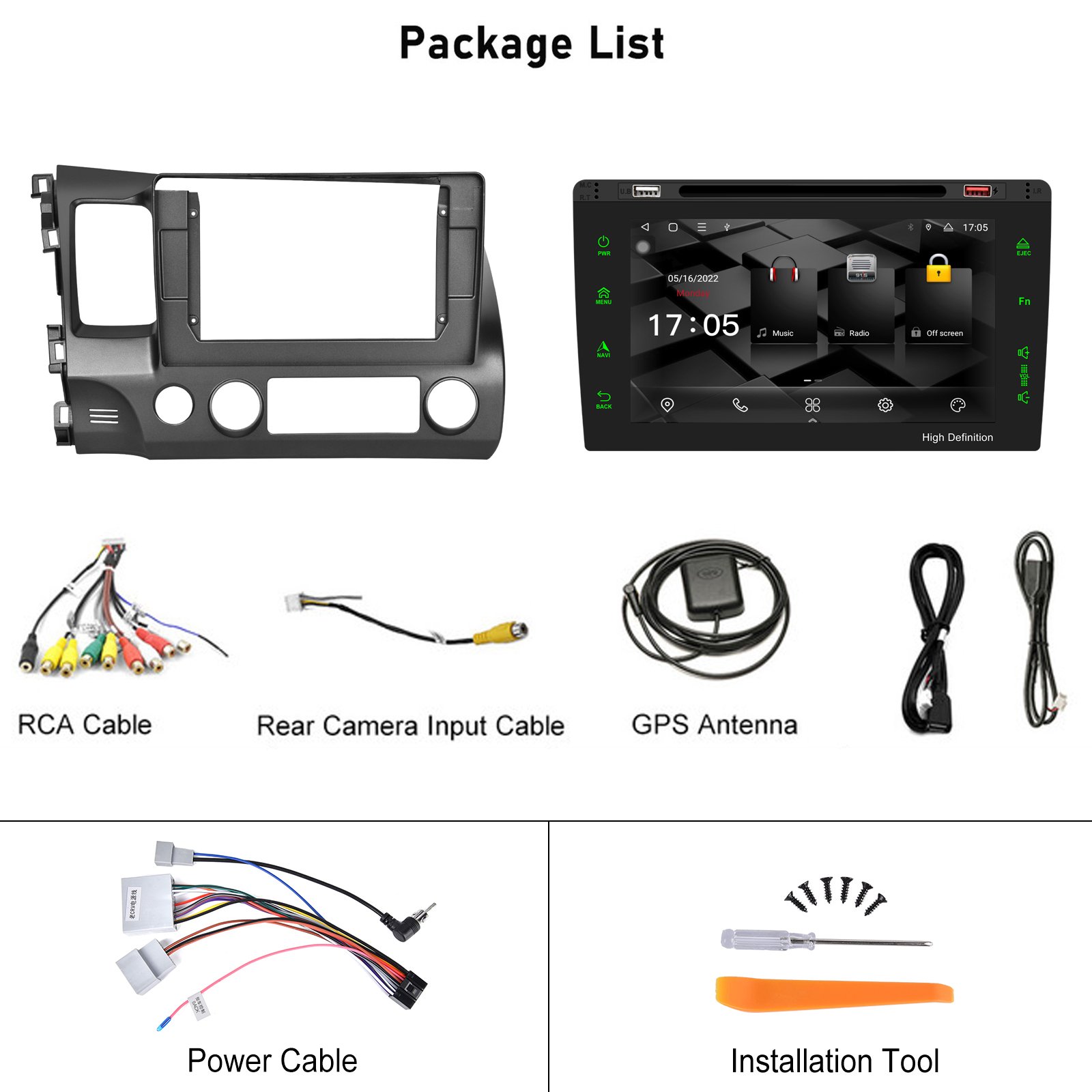Podofo Android 8 Core 8'' 2+32G Car Radio Stereo For Honda Civic (left-hand drive)2004-2009 Carplay WIFI 4G GPS BT FM RDS DSP