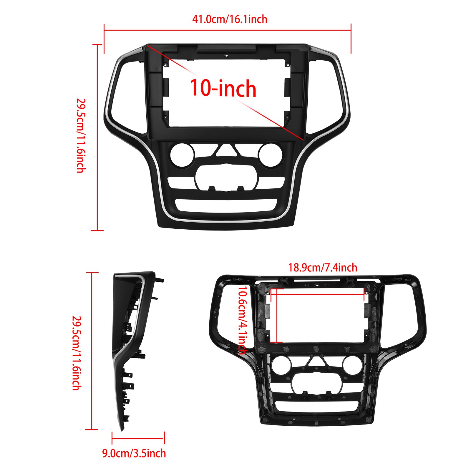 Podofo 10'' Android Car Radio Frame 4+64G Wireless Carplay Android Auto For Jeep Grand Cherokee 2014-2017 IPS DSP GPS RDS WIFI
