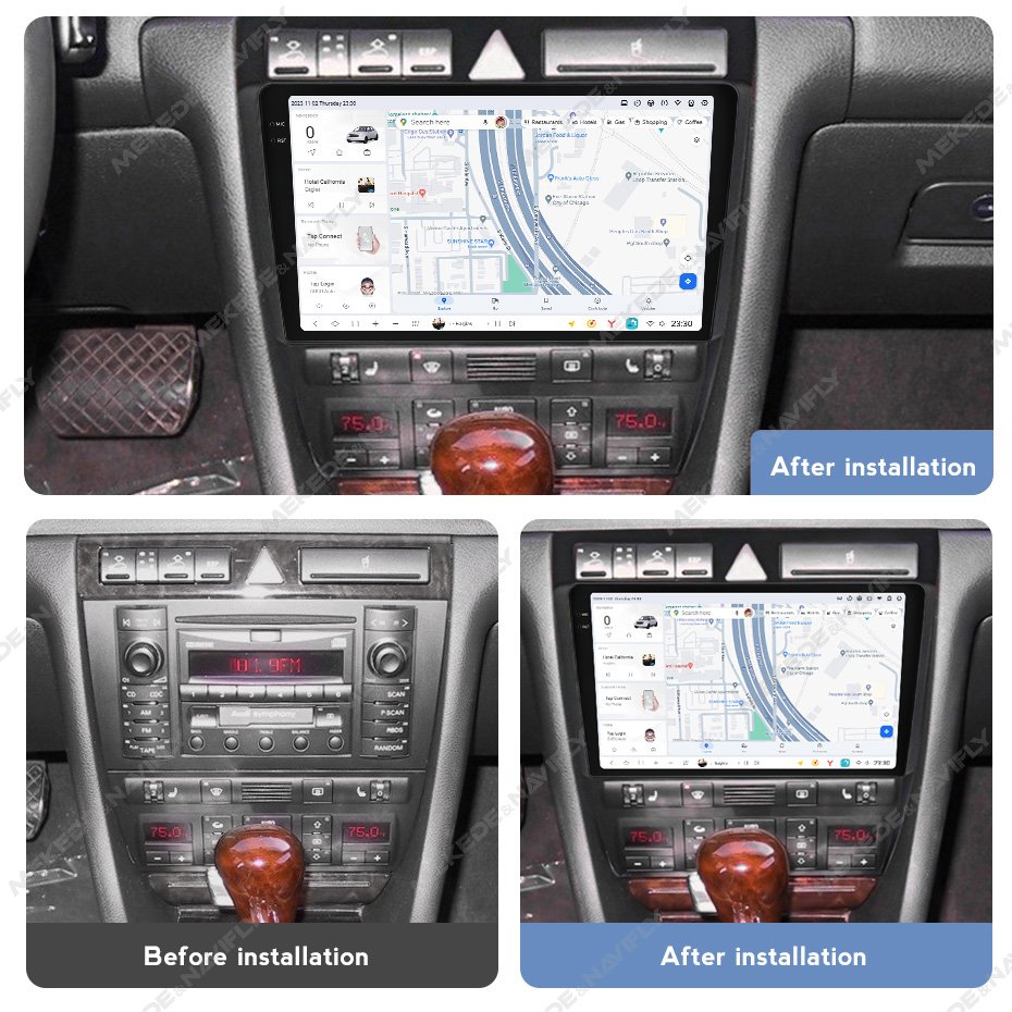 MEKEDE DUDU7 car video 2000*1200 resolution Android car-play auto gps navigation For Audi A6 S6 1999-2004 360 panoramic camera
