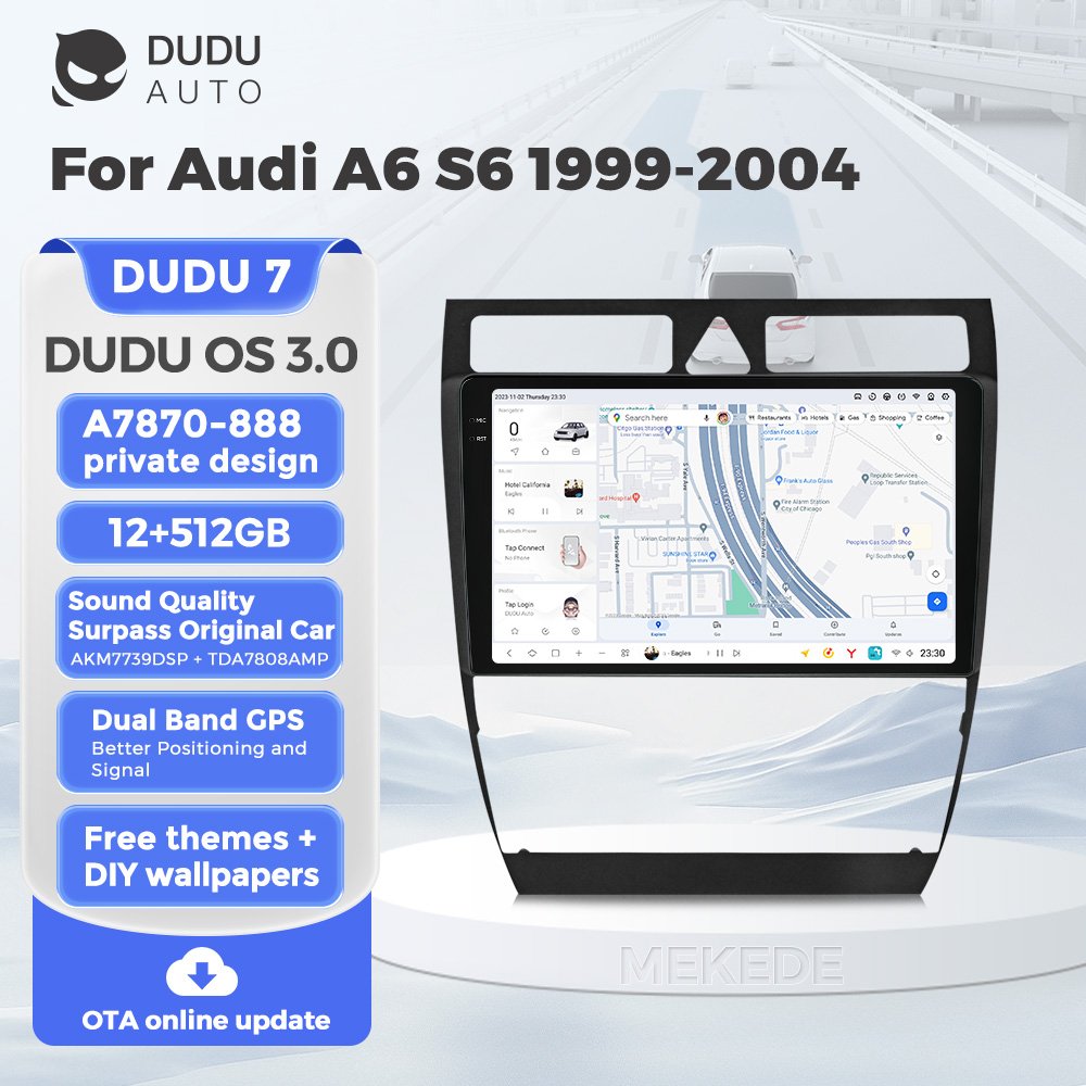 MEKEDE DUDU7 car video 2000*1200 resolution Android car-play auto gps navigation For Audi A6 S6 1999-2004 360 panoramic camera
