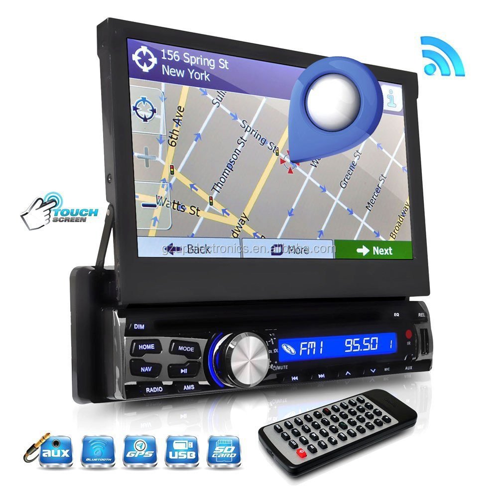 Android 8.1 Quad Core 7 inch slide down single din car dvd player with detachable front panel