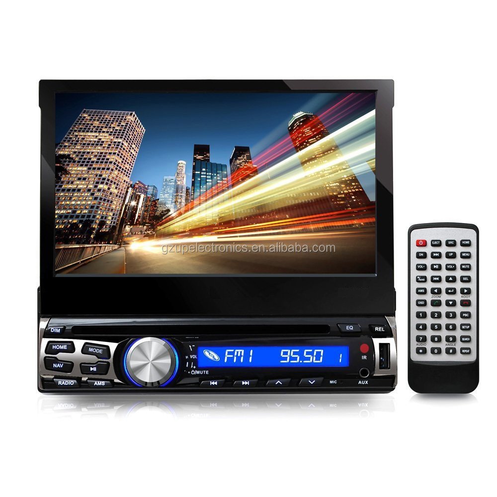 Android 8.1 Quad Core 7 inch slide down single din car dvd player with detachable front panel