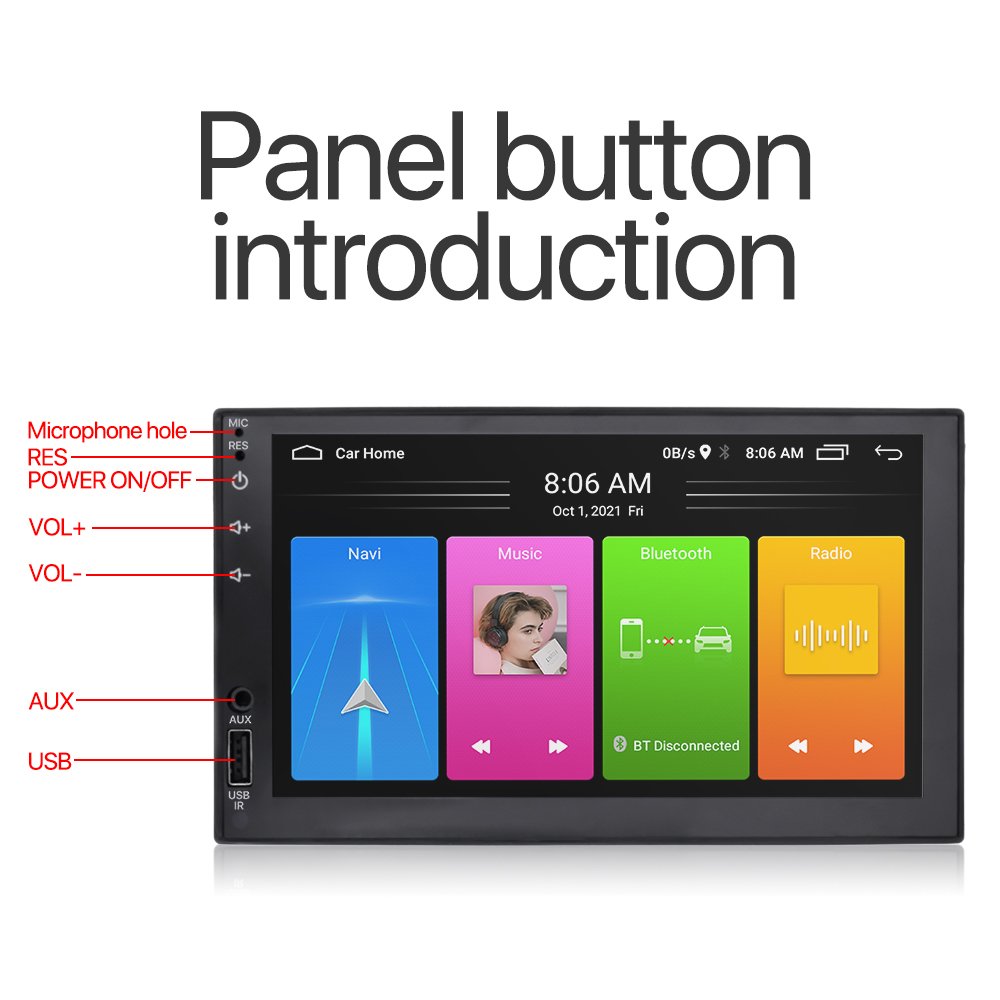 Built-in 24V Universal Touch Screen 2 Din Android Car Radio DVD Player Multimedia Front USB 7inch Wireless Carplay AM Car Stereo