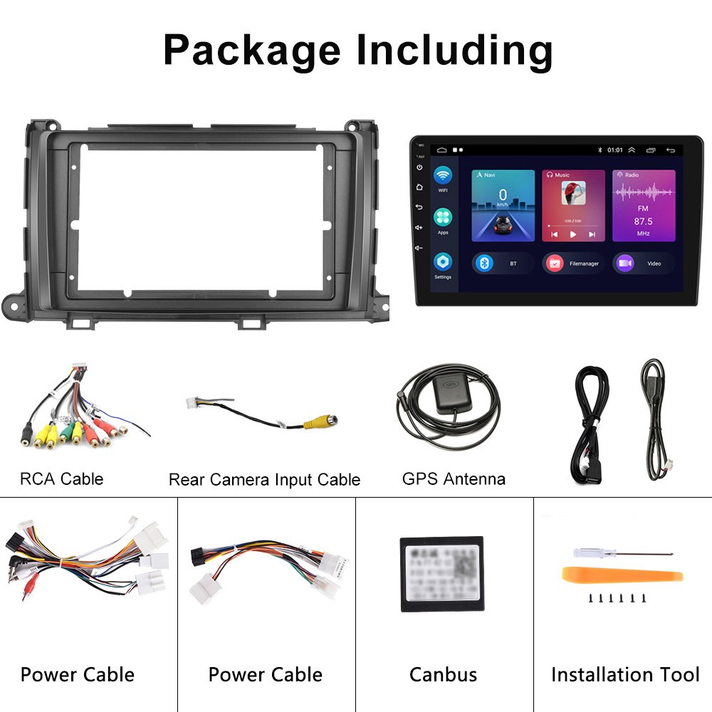 Podofo 9 Inch Android Car Stereo Car Radio For Toyota Sienna 2011-2013 Carplay Android Auto GPS Wifi Hifi FM RDS
